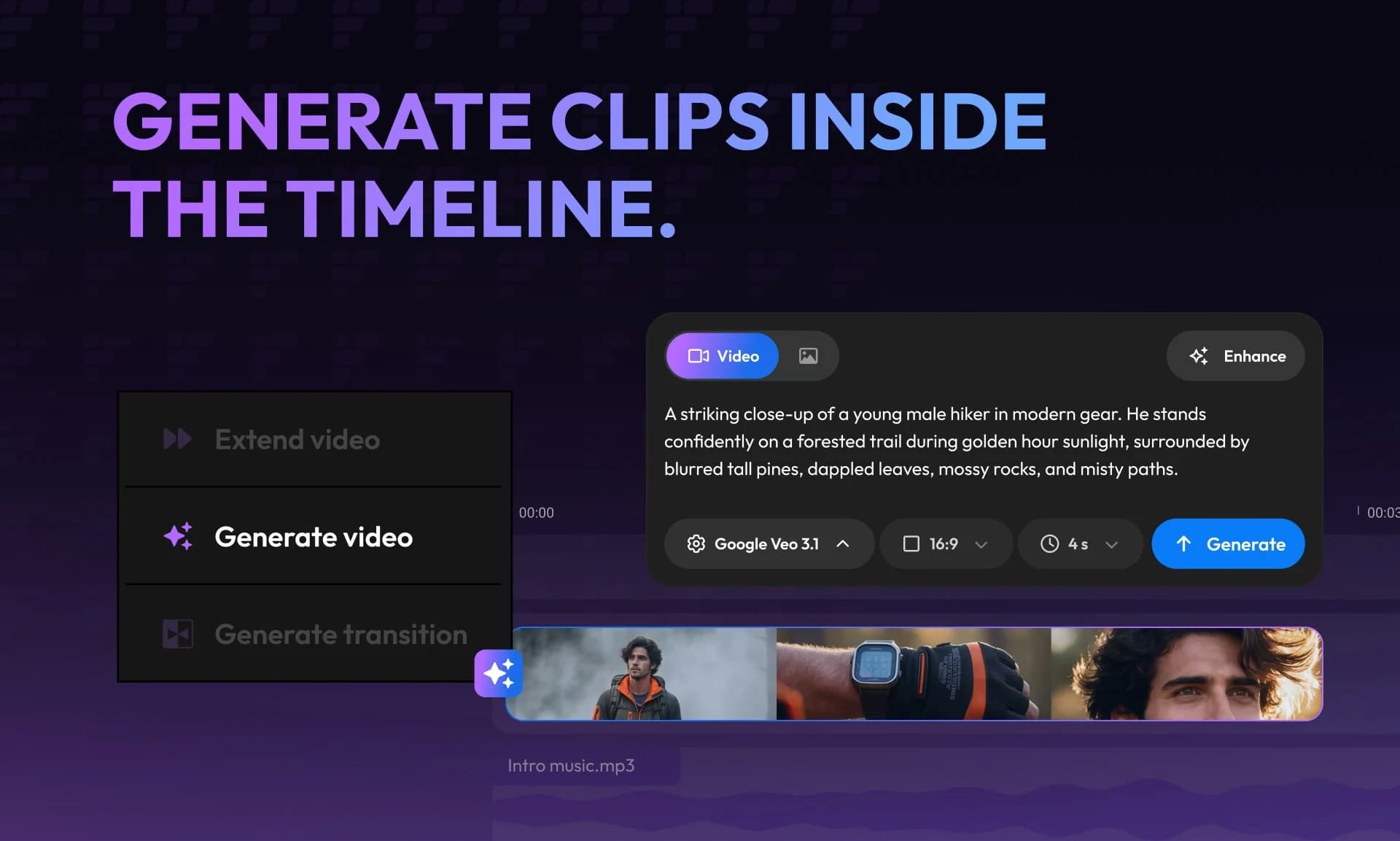Flixier Generate AI Video in Timeline screenshot 1