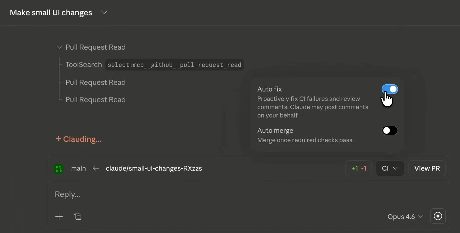 Claude Code auto-fix screenshot 2