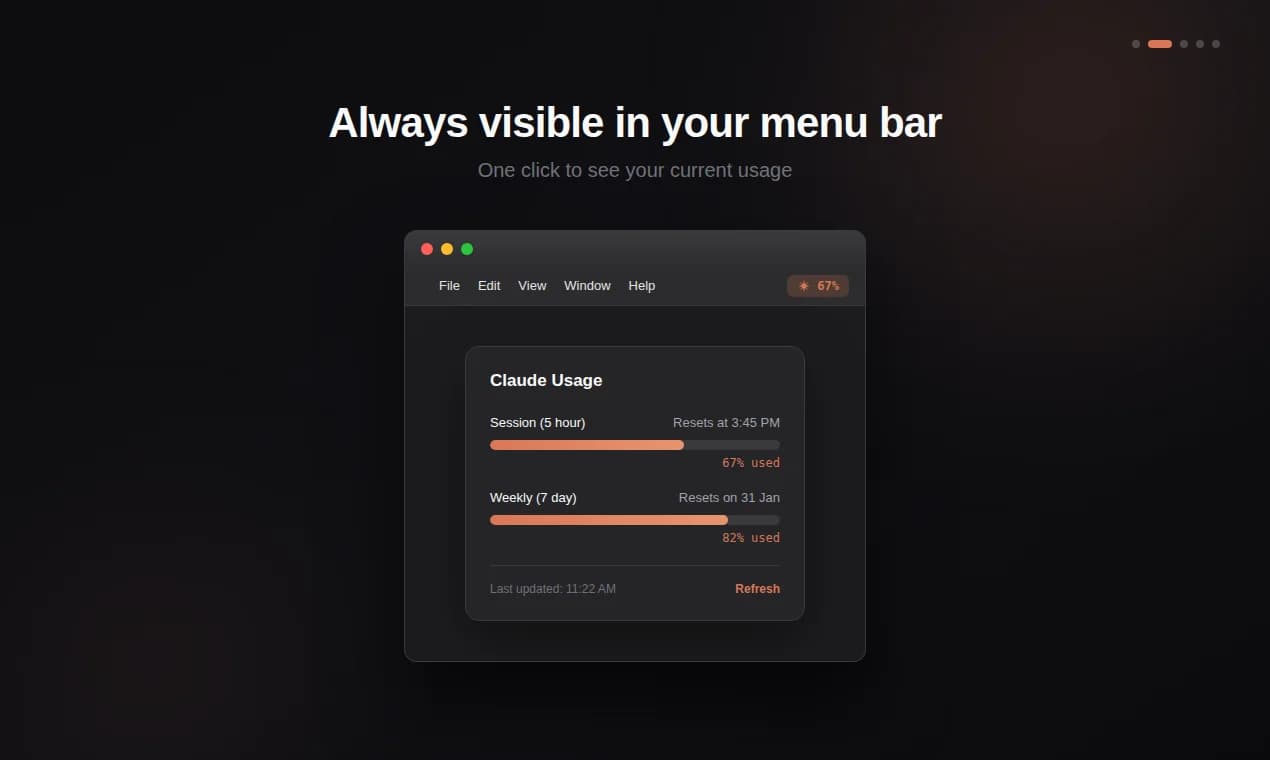 ClaudeUsageBar screenshot 2