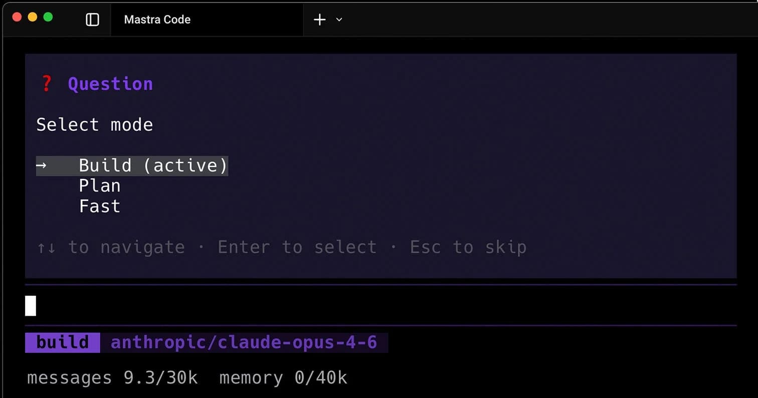 Mastra Code screenshot 3