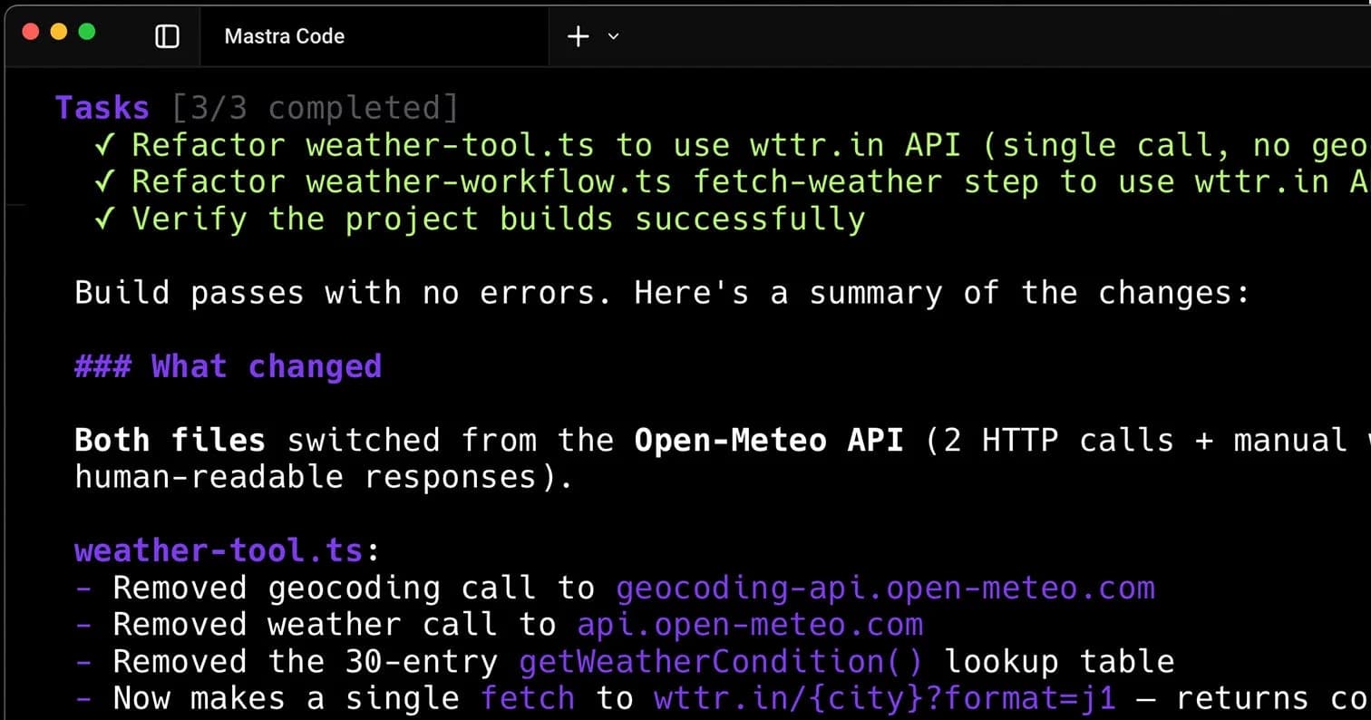 Mastra Code screenshot 5