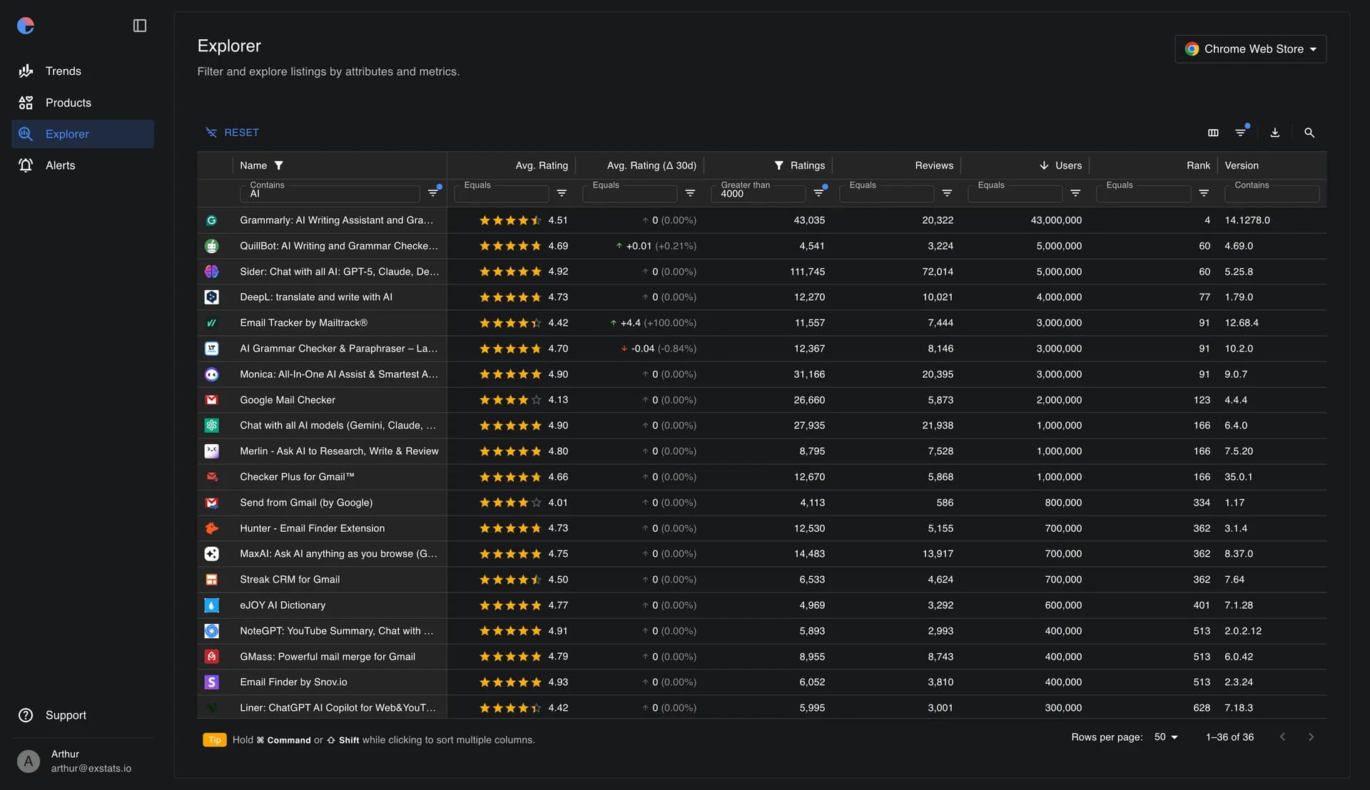 Exstats screenshot 3