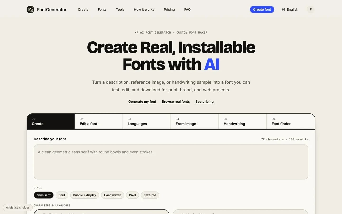 FontGenerator screenshot 1