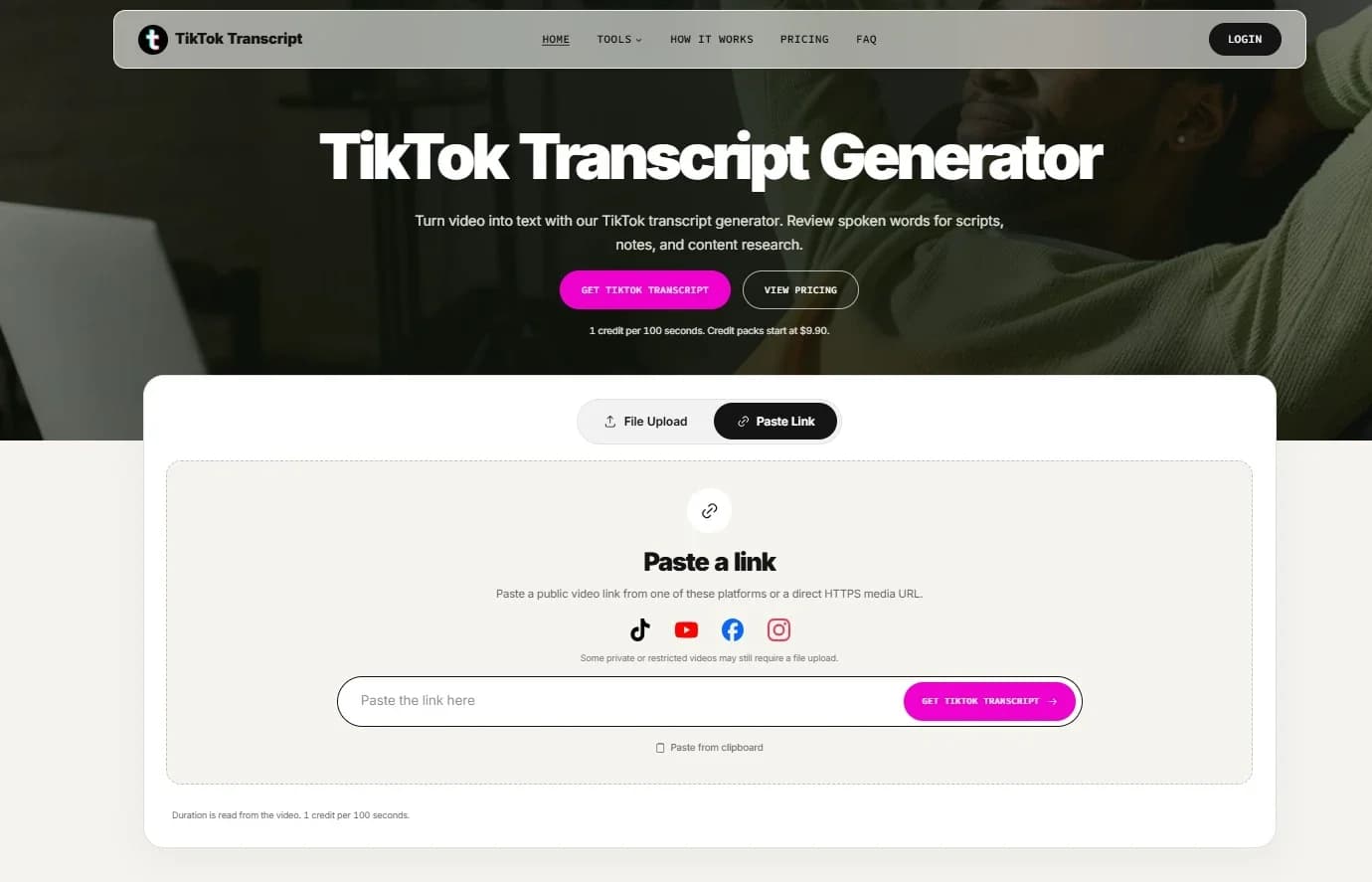 TikTok Transcript screenshot 1