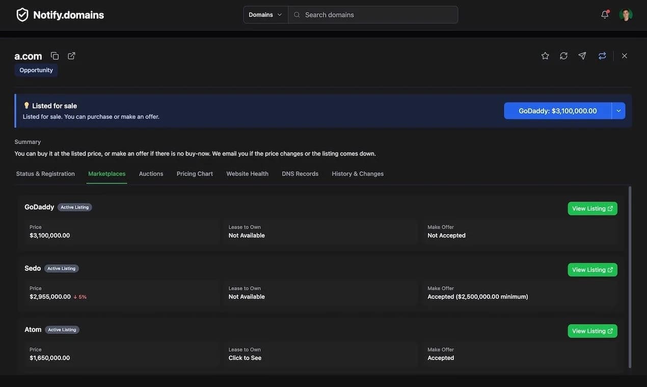 Notify.domains screenshot 4
