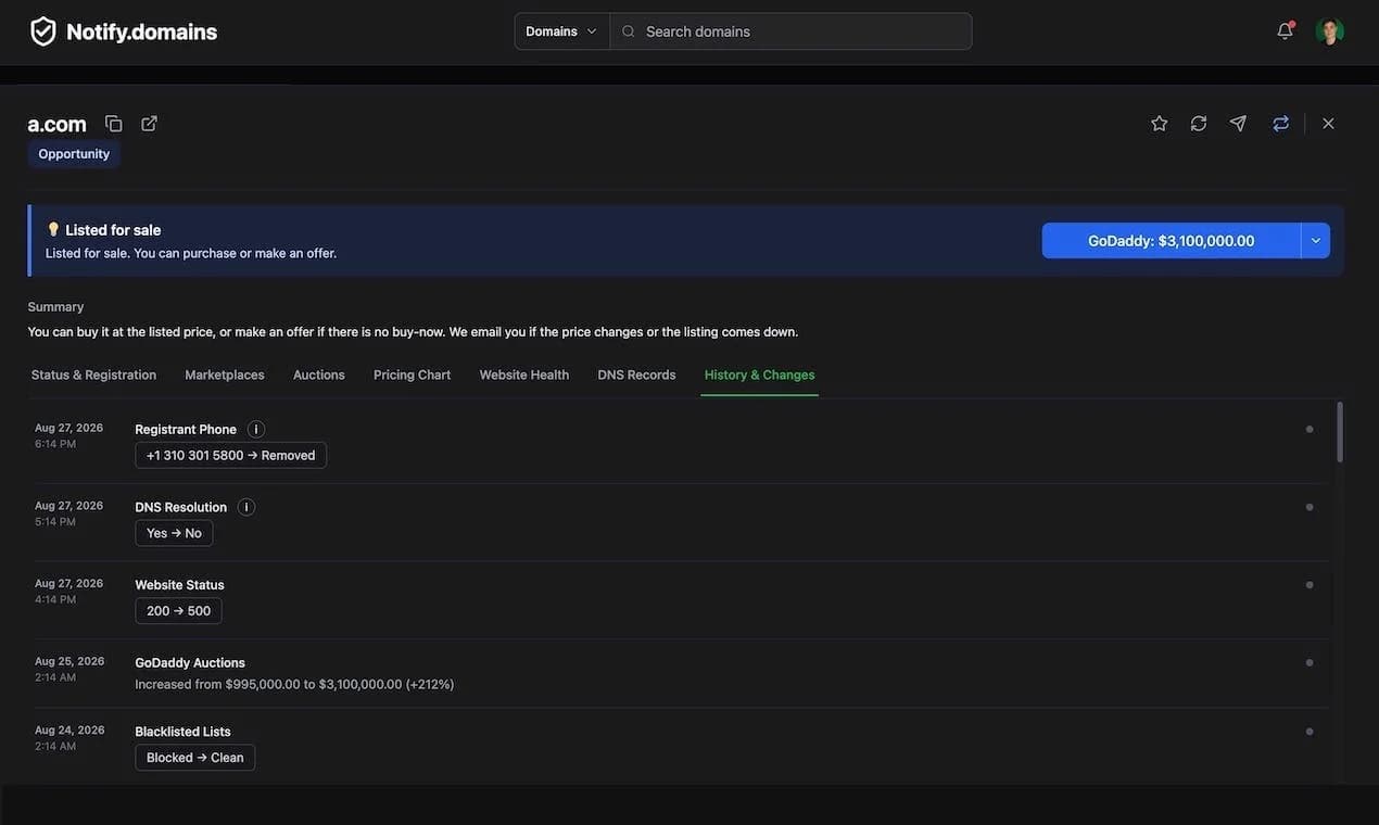 Notify.domains screenshot 7
