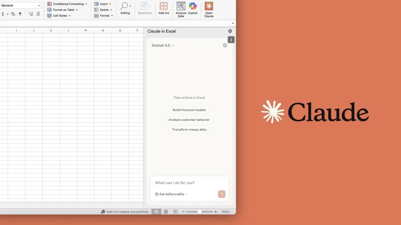 Claude in Excel screenshot 2