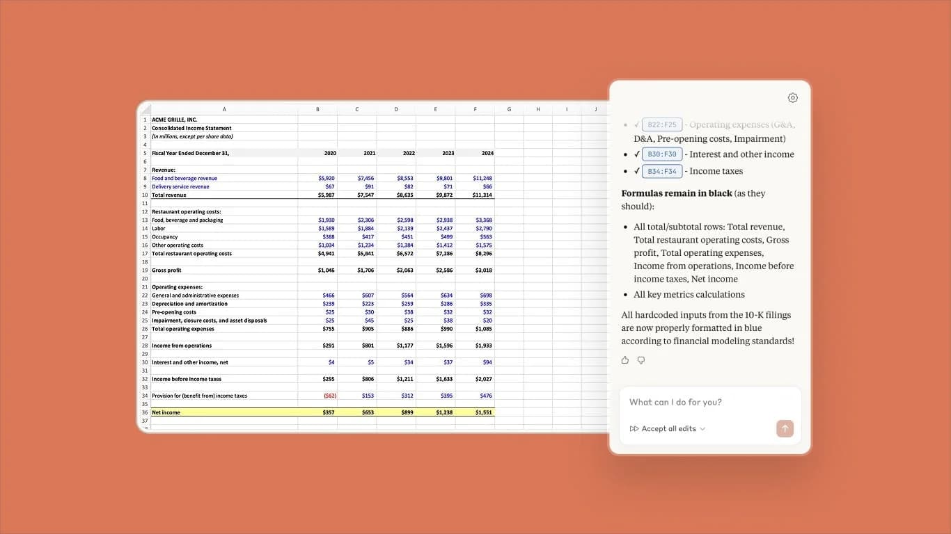 Claude in Excel screenshot 4