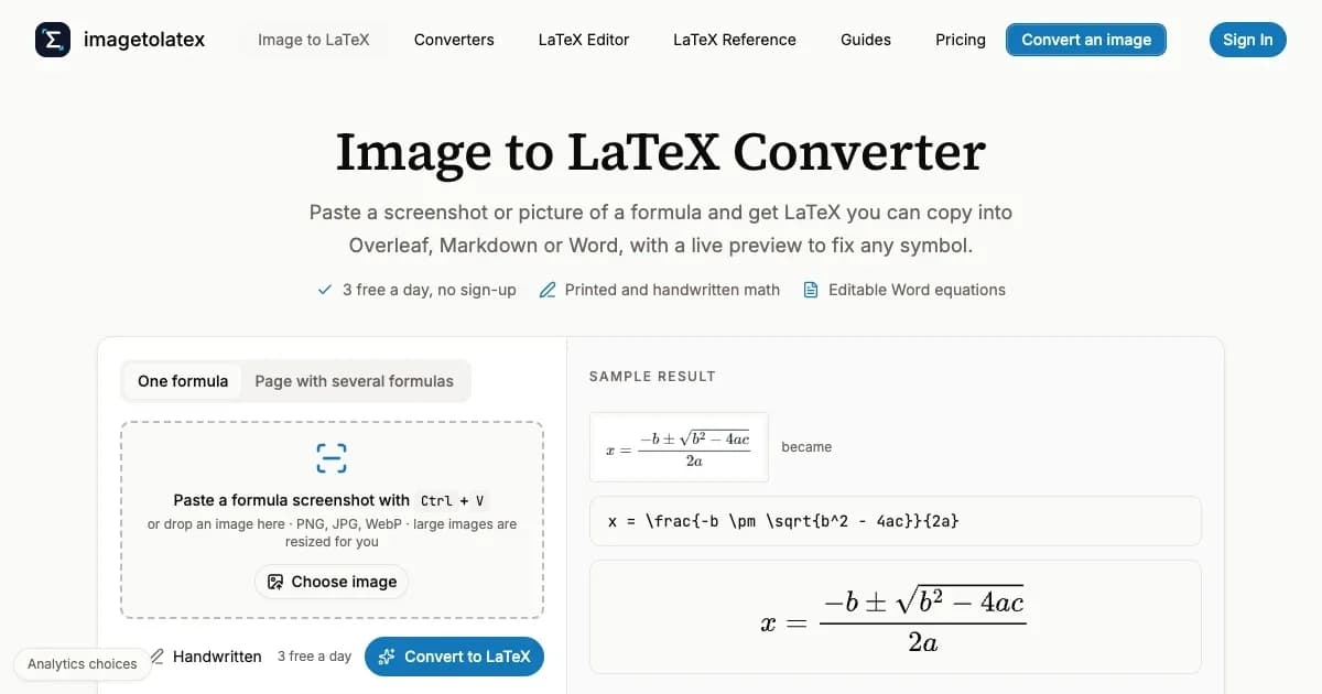 imagetolatex screenshot 1