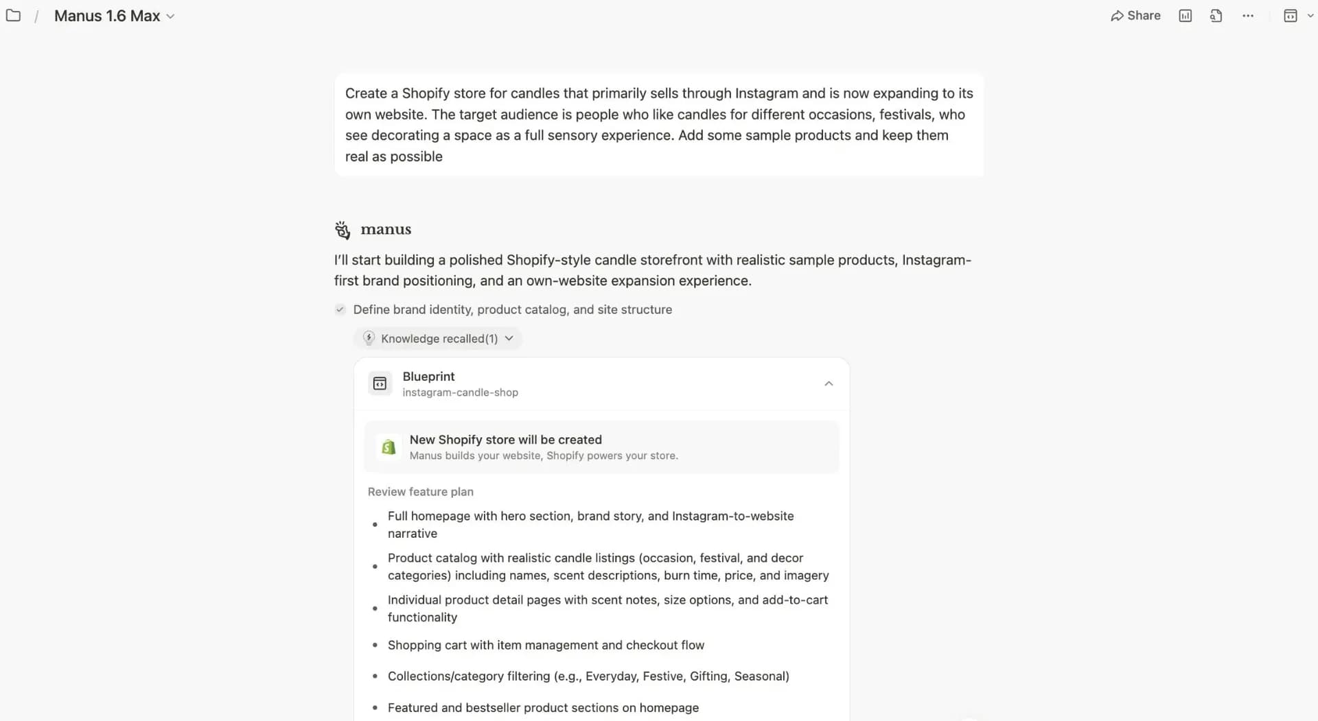 Manus Shopify Connector screenshot 5