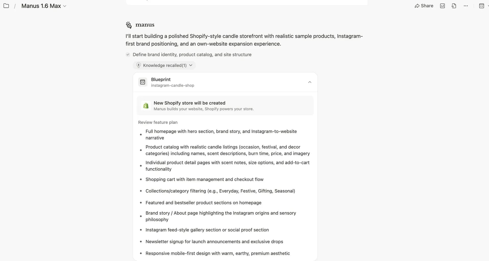 Manus Shopify Connector screenshot 6