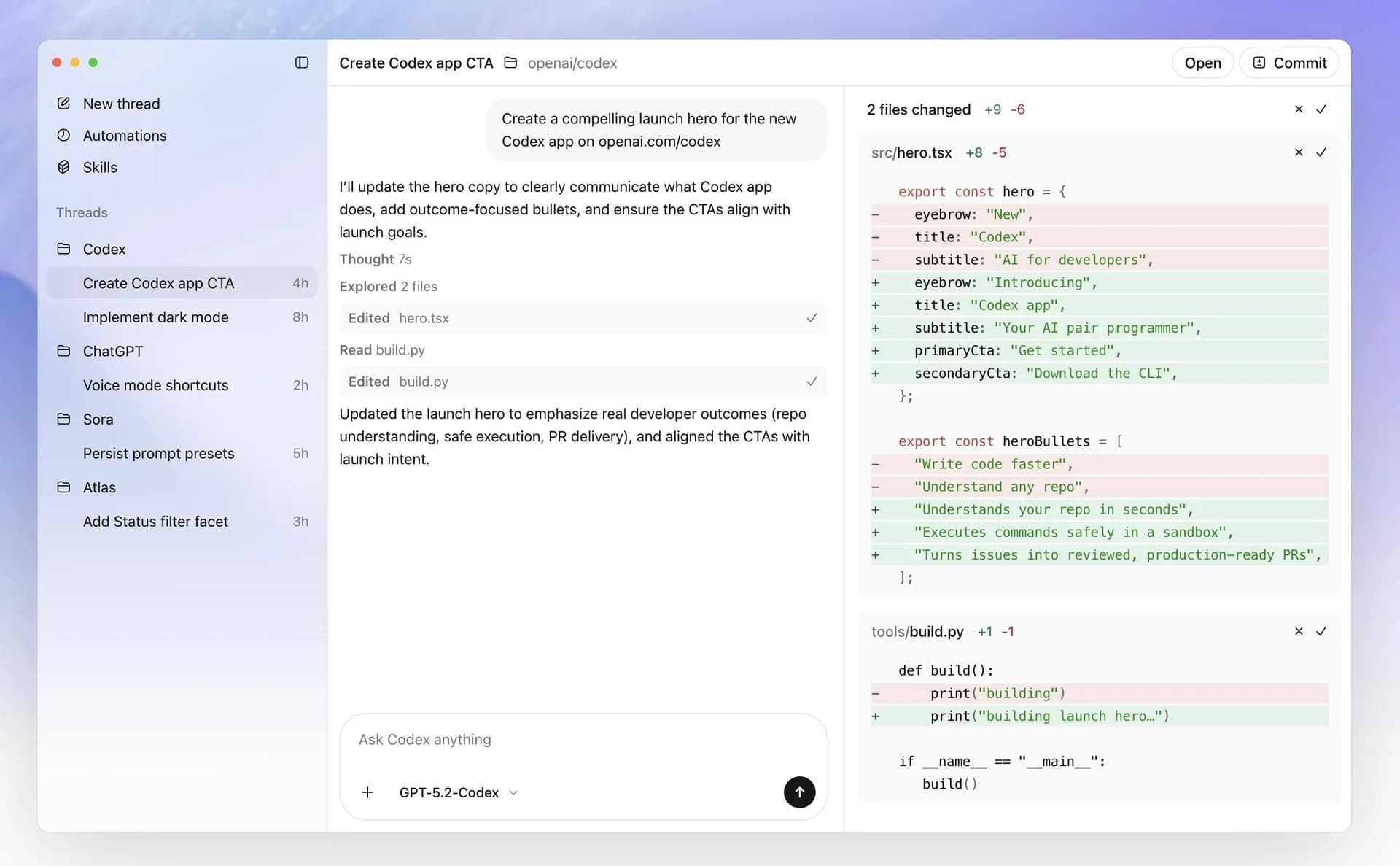 Codex by OpenAI screenshot 2