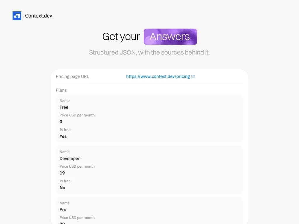 Answers by Context.dev screenshot 4
