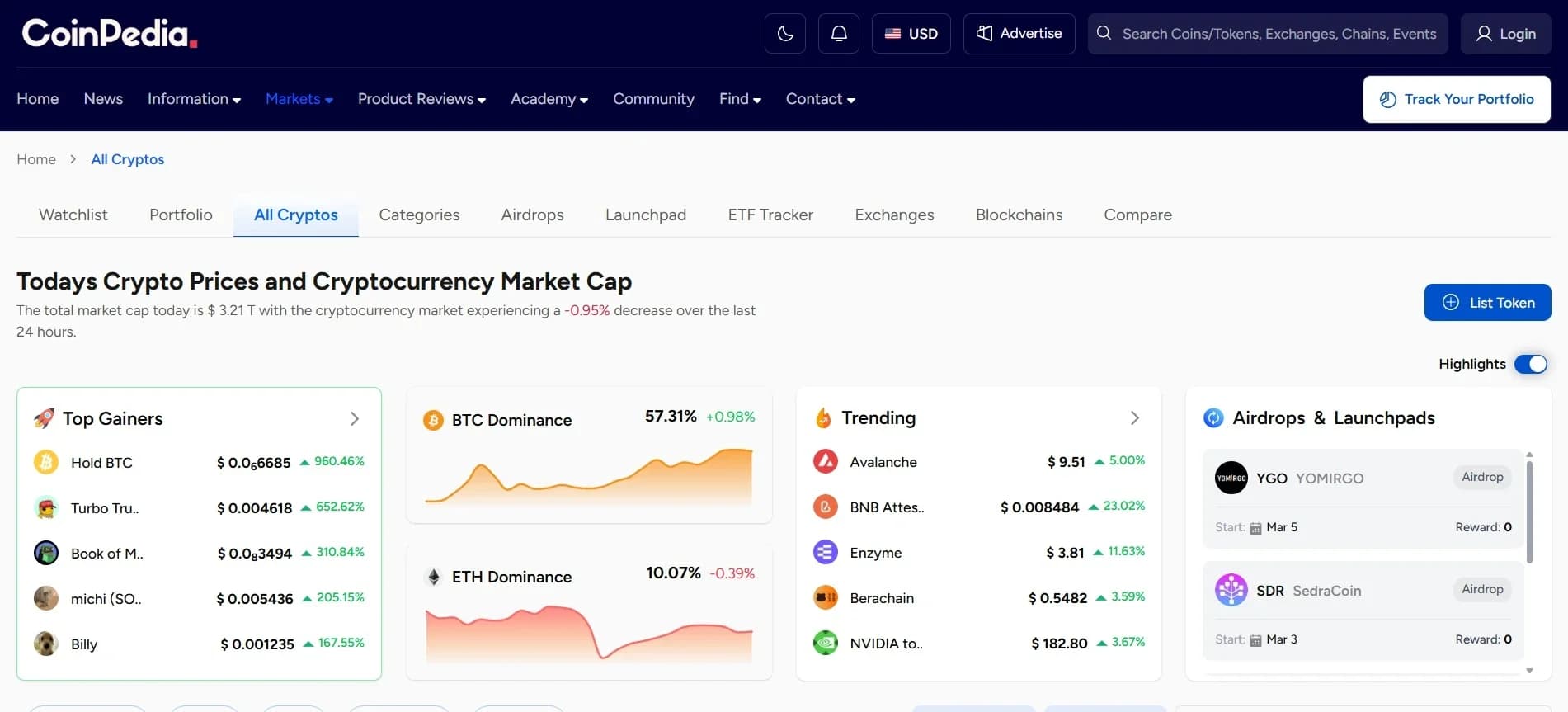 Coinpedia Markets - Crypto Portfolio Tracker screenshot 2
