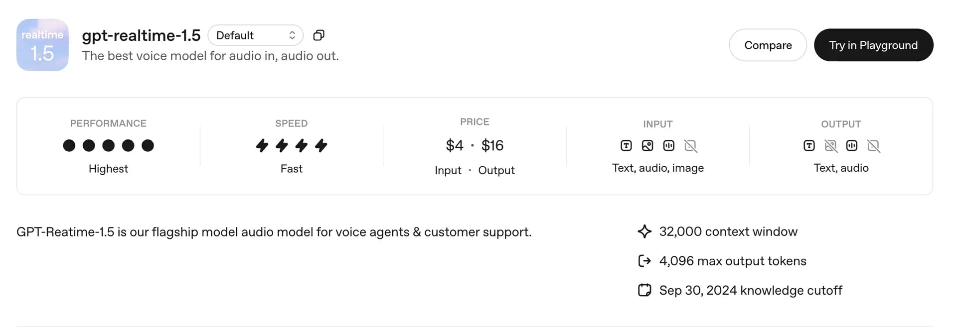 gpt-realtime-1.5 by OpenAI screenshot 2