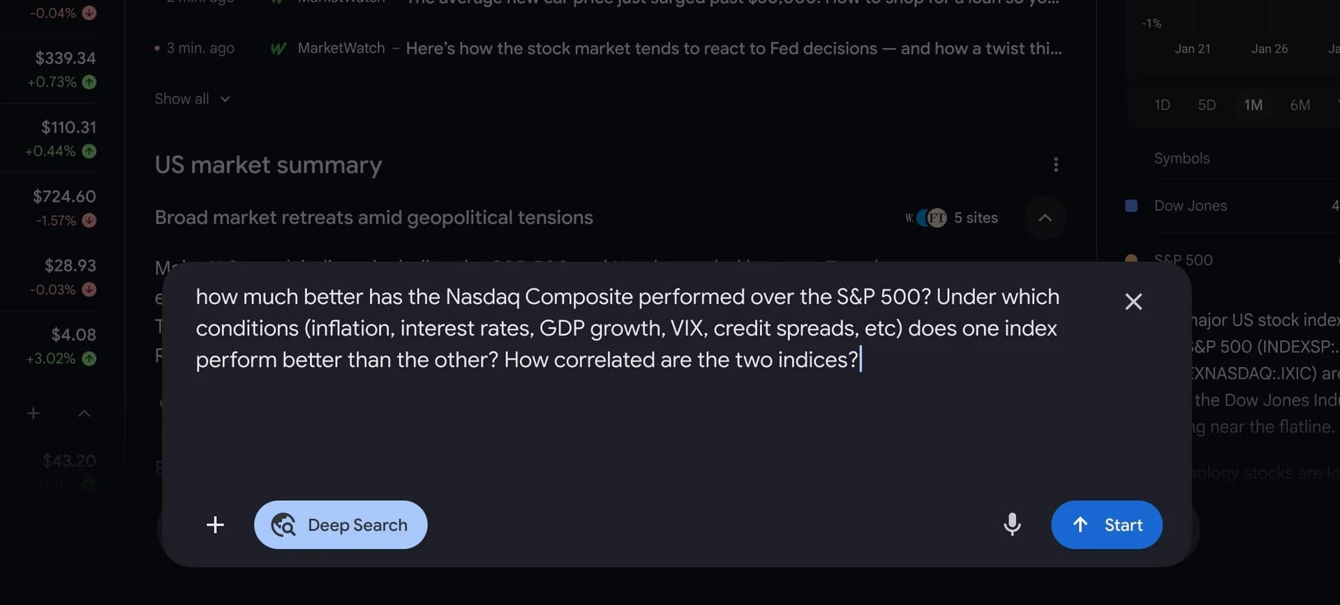 Google Finance screenshot 3