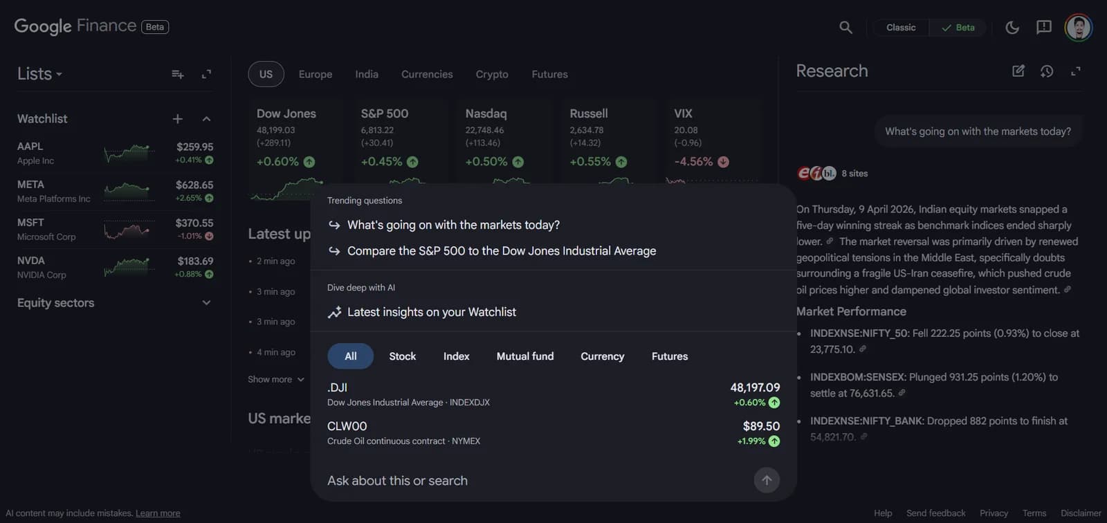 Google Finance screenshot 4