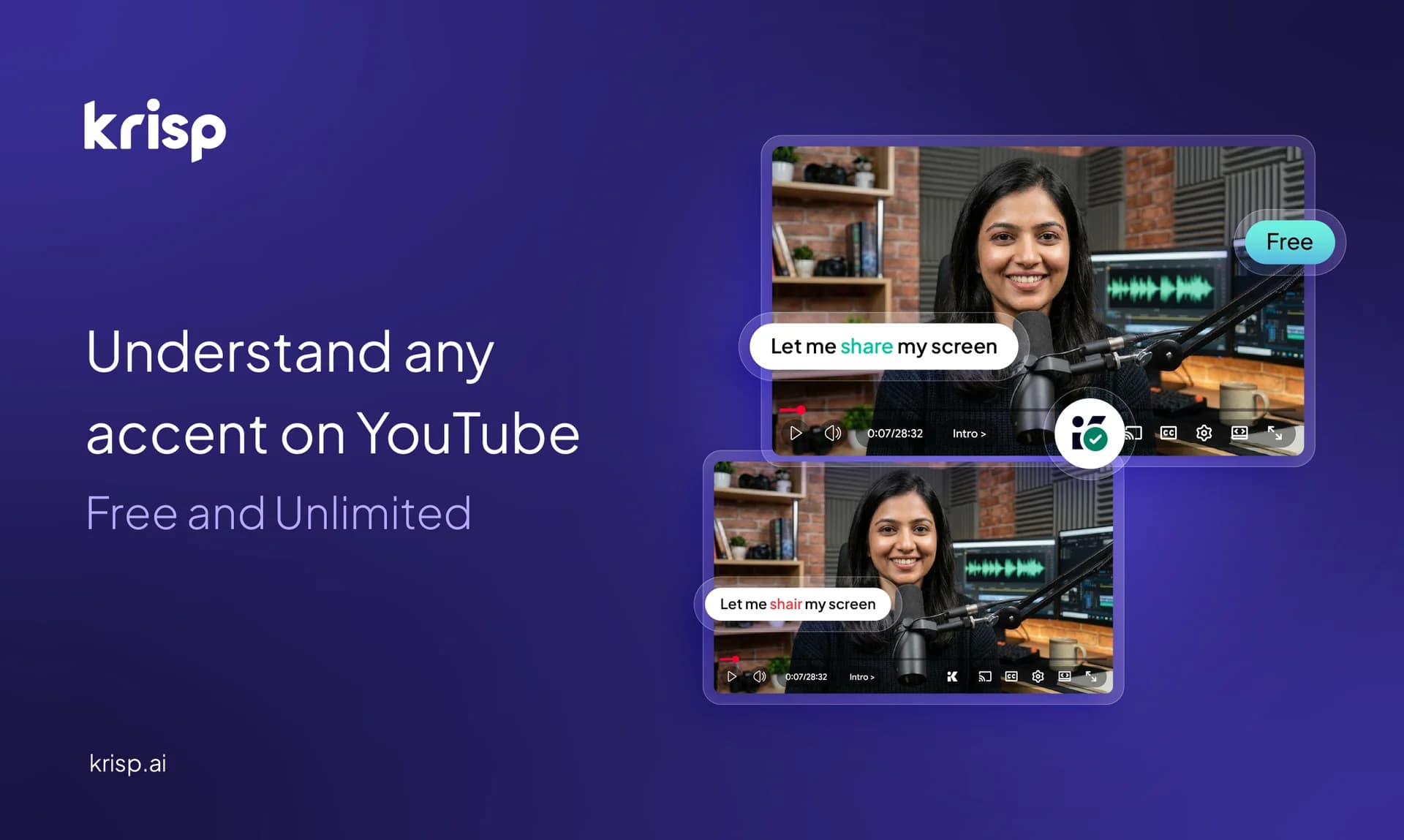 Krisp Accent Converter for YouTube screenshot 1
