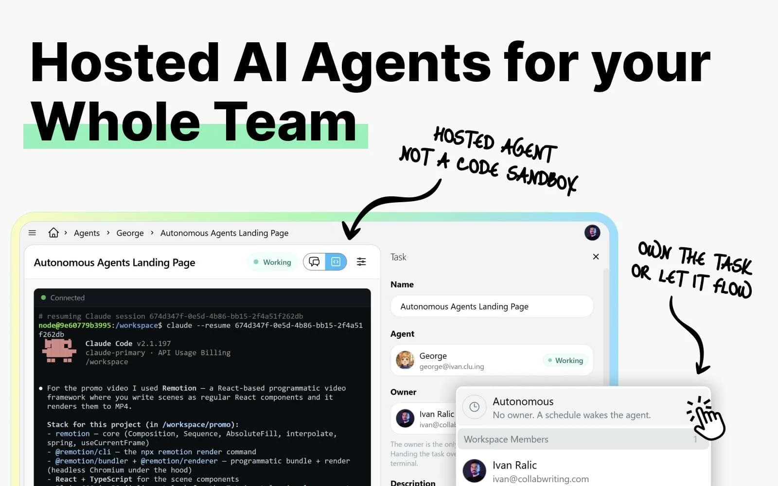 Hosted Agents in Cluing screenshot 1