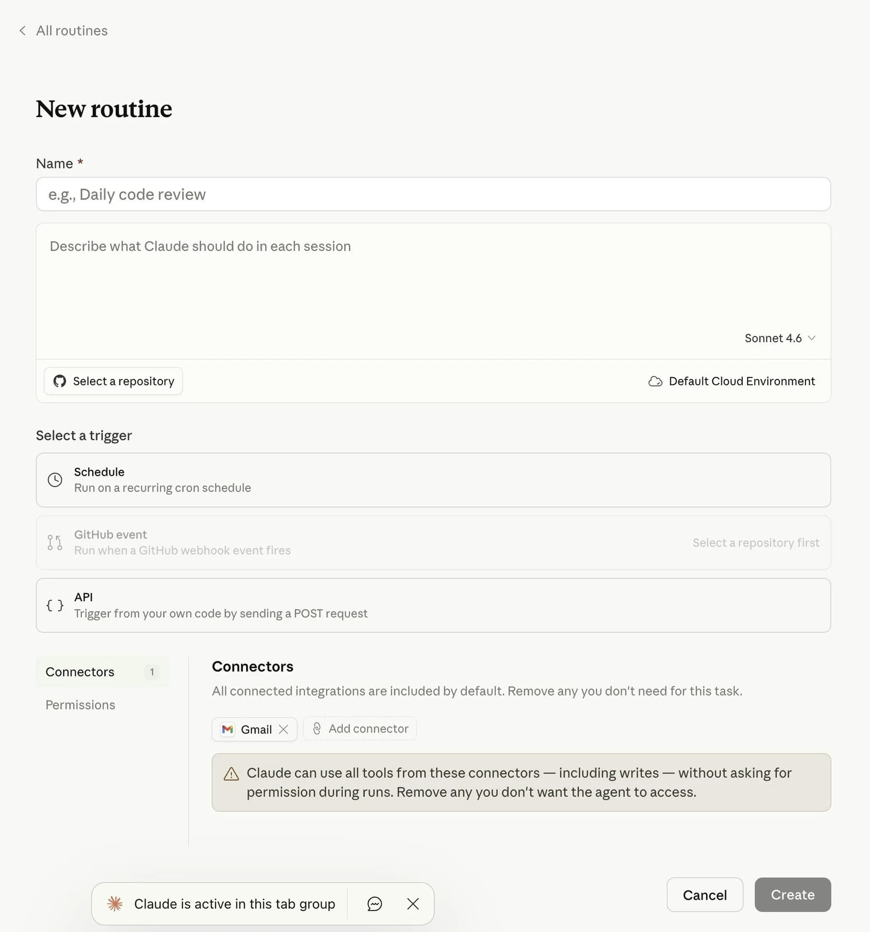 Claude Code Routines screenshot 3