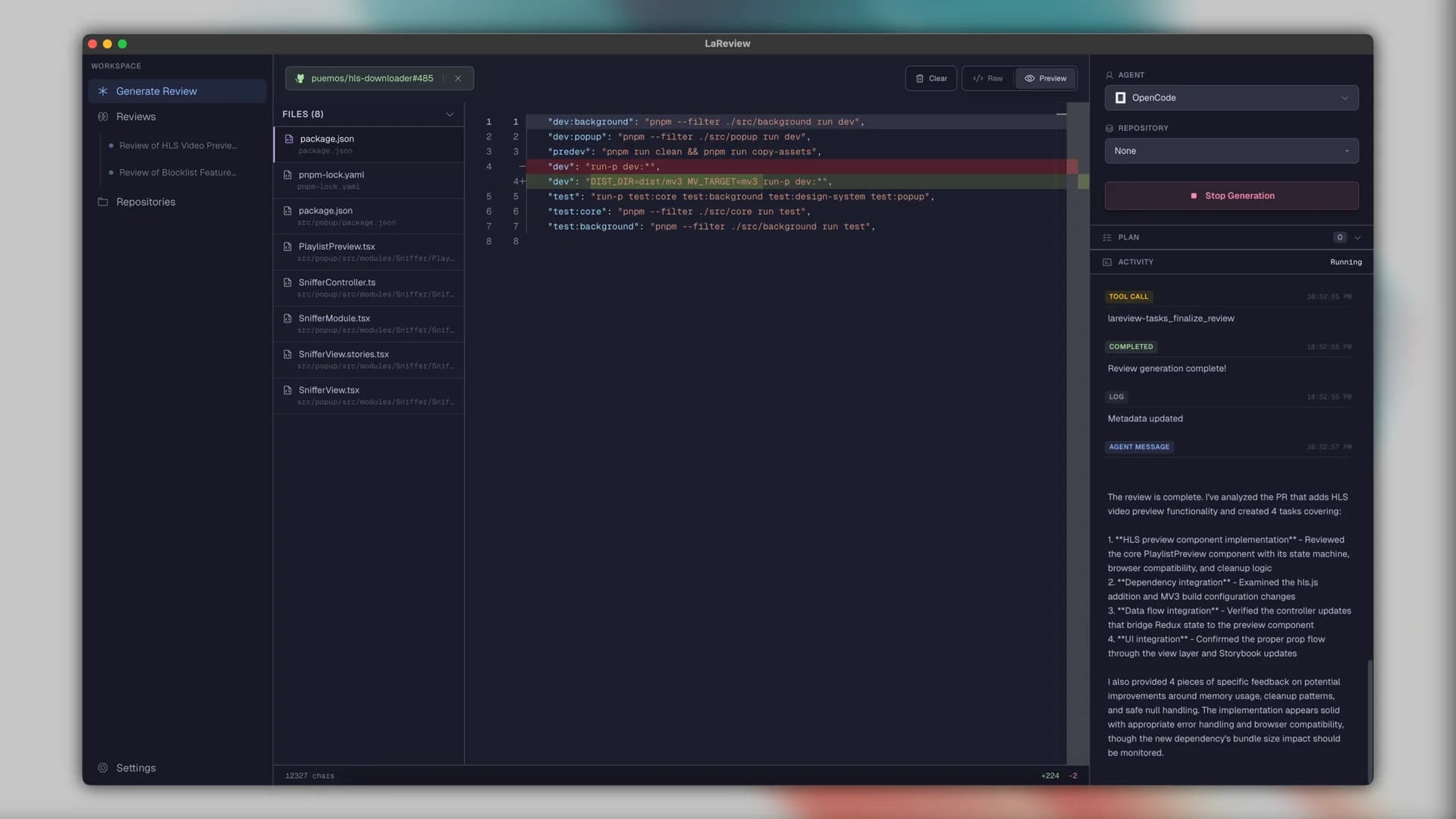 LaReview screenshot 1