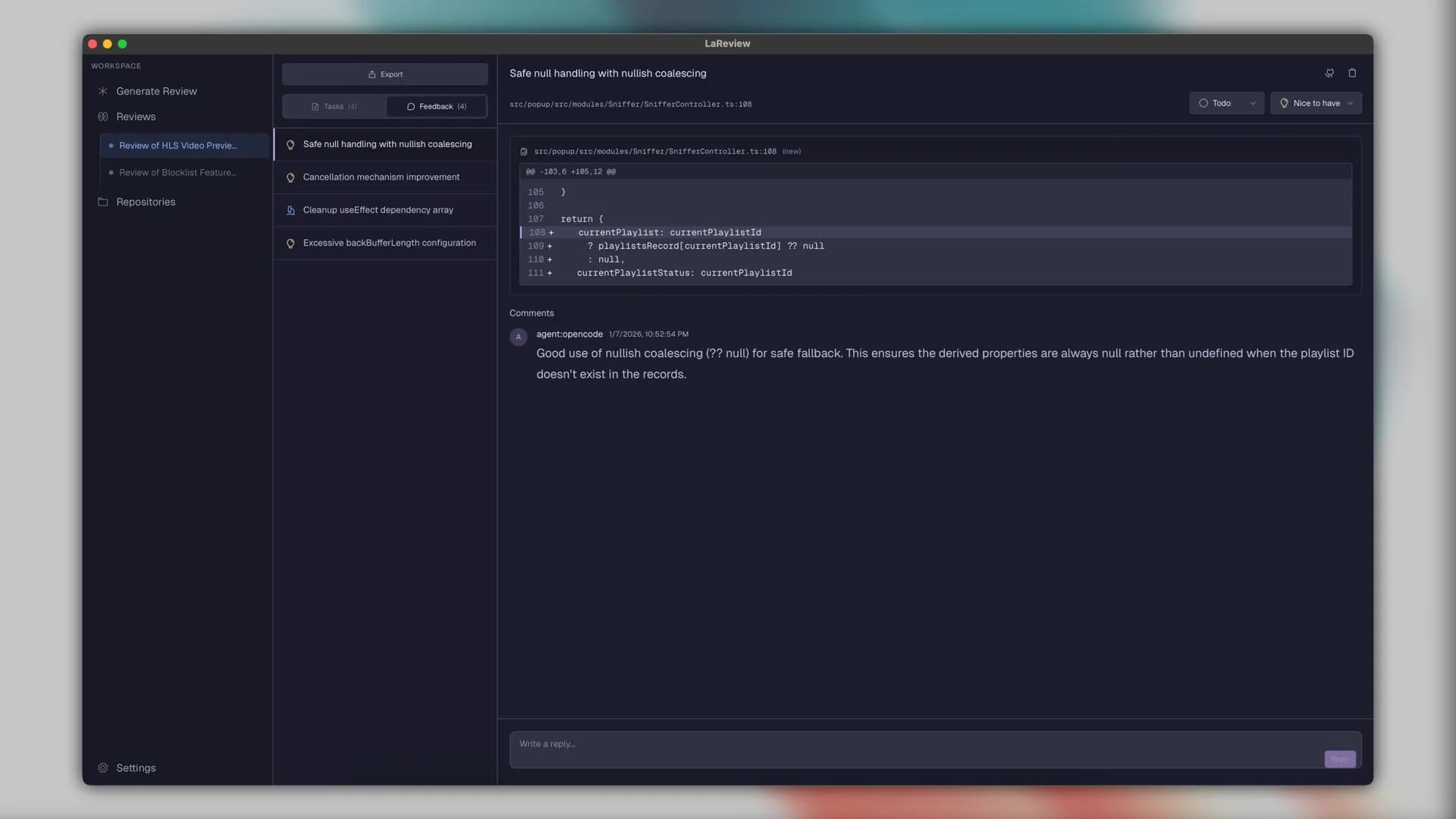 LaReview screenshot 7