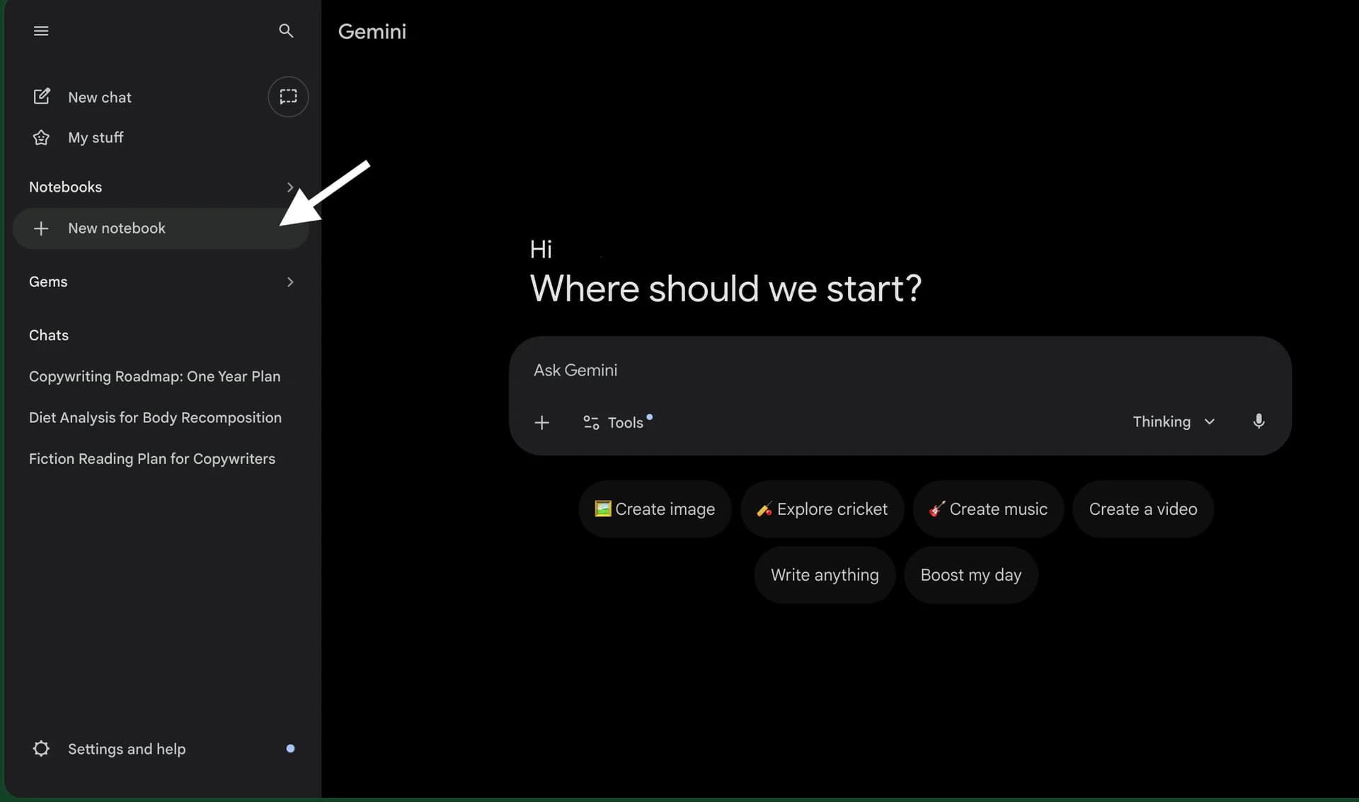 Notebooks in Gemini screenshot 4