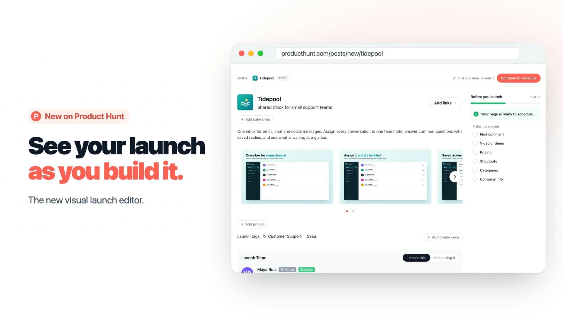 Product Hunt Visual Launch Editor screenshot 1