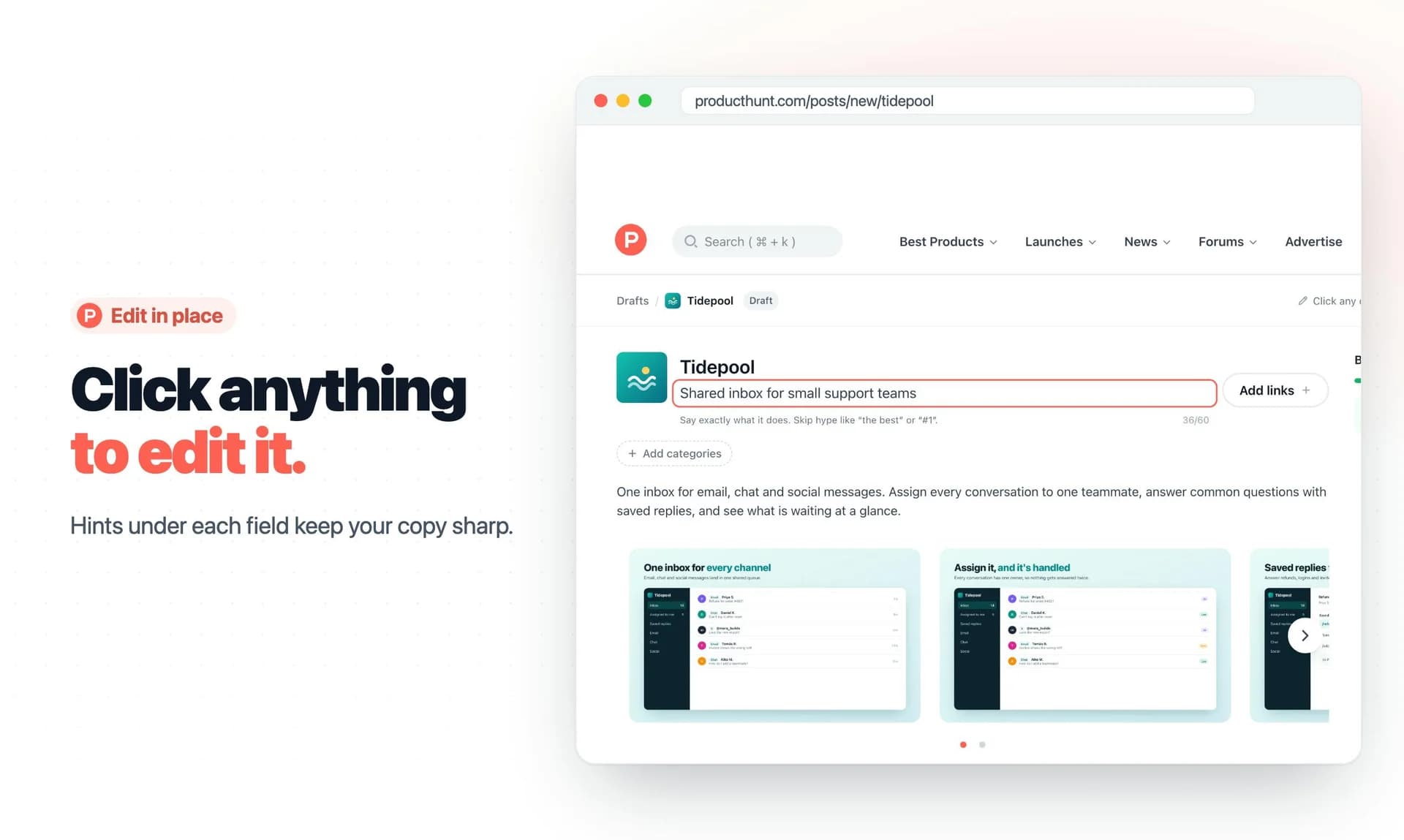 Product Hunt Visual Launch Editor screenshot 2