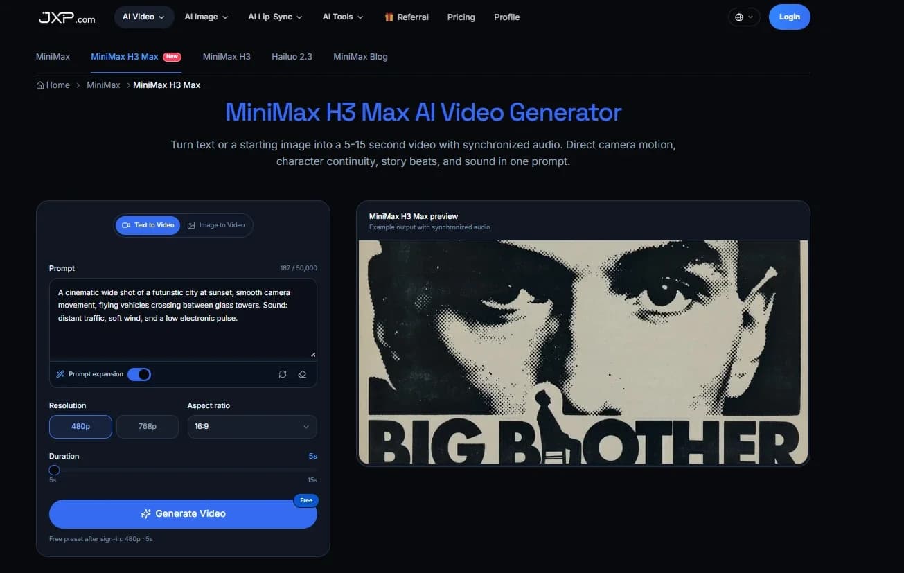 MiniMax H3 Max AI Video Generator screenshot 1