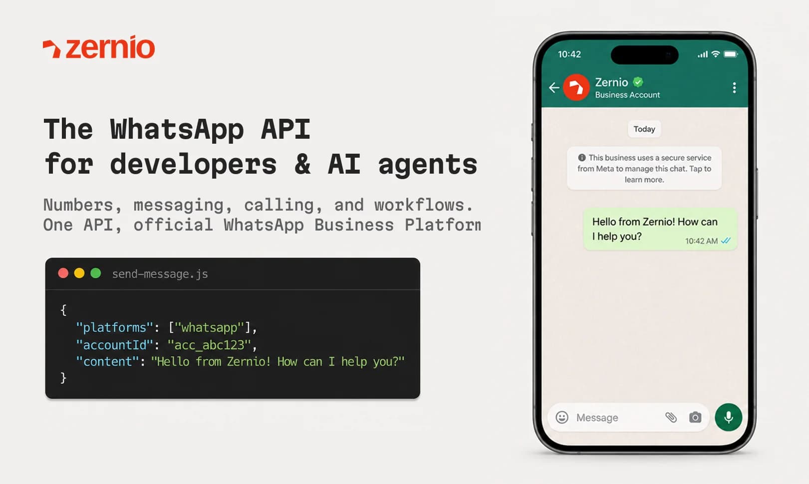 Zernio WhatsApp API screenshot 1