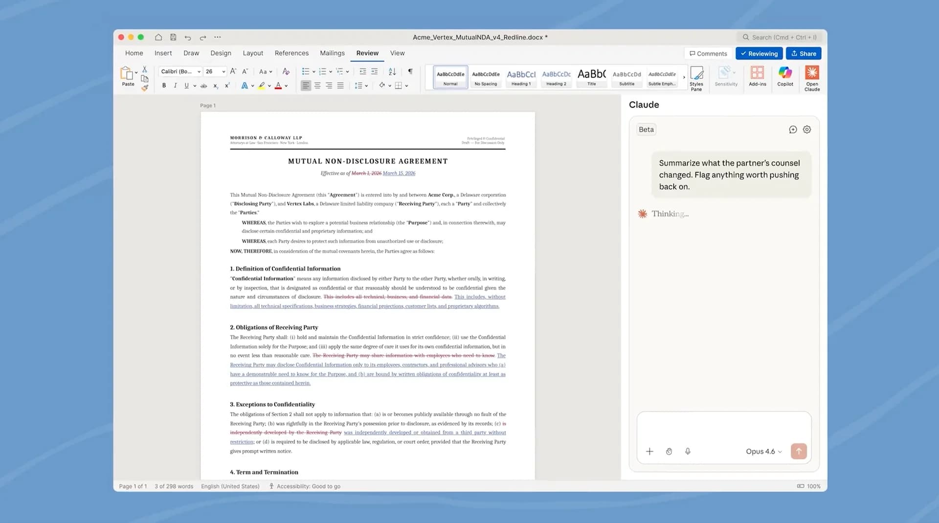 Claude for Word screenshot 1