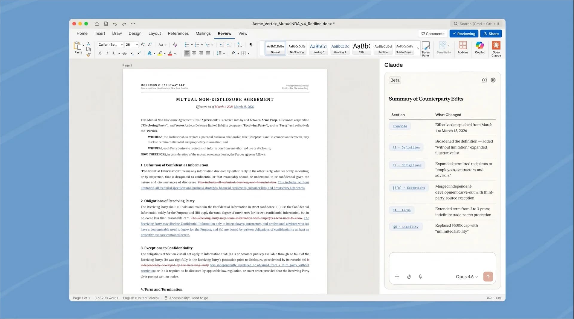 Claude for Word screenshot 2