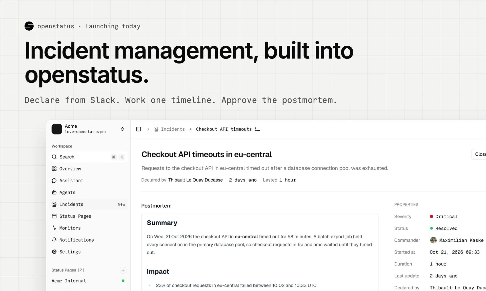 Openstatus Incident Management screenshot 1