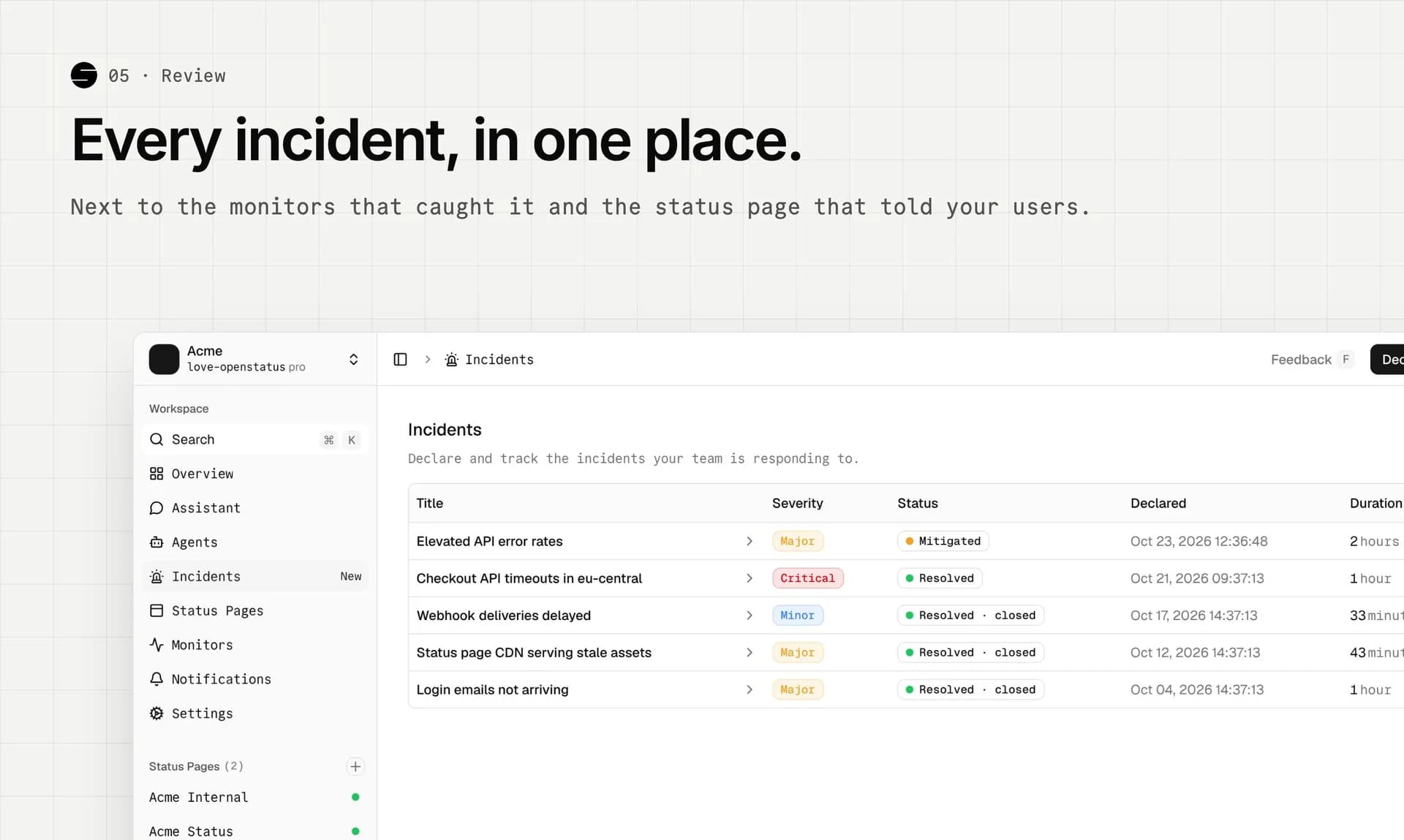 Openstatus Incident Management screenshot 6
