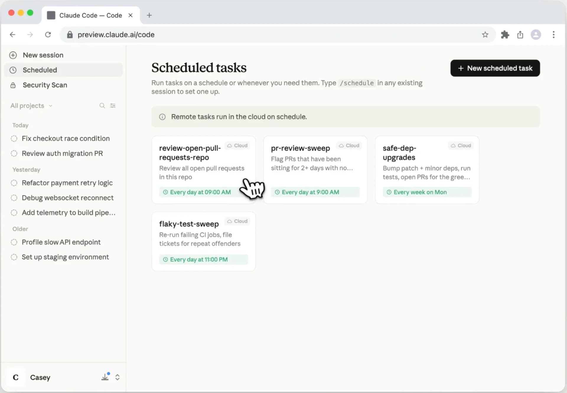 Claude Code Scheduled Tasks screenshot 1