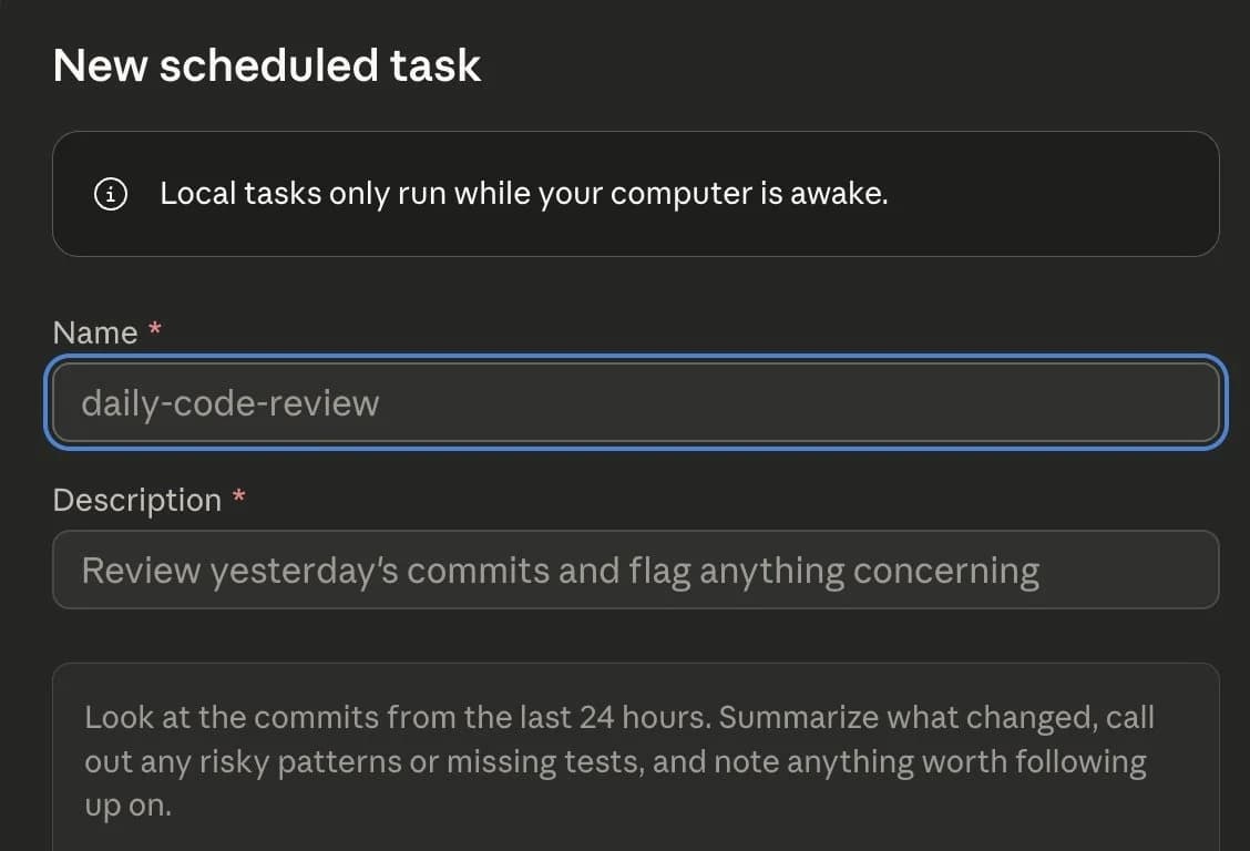 Claude Code Scheduled Tasks screenshot 3