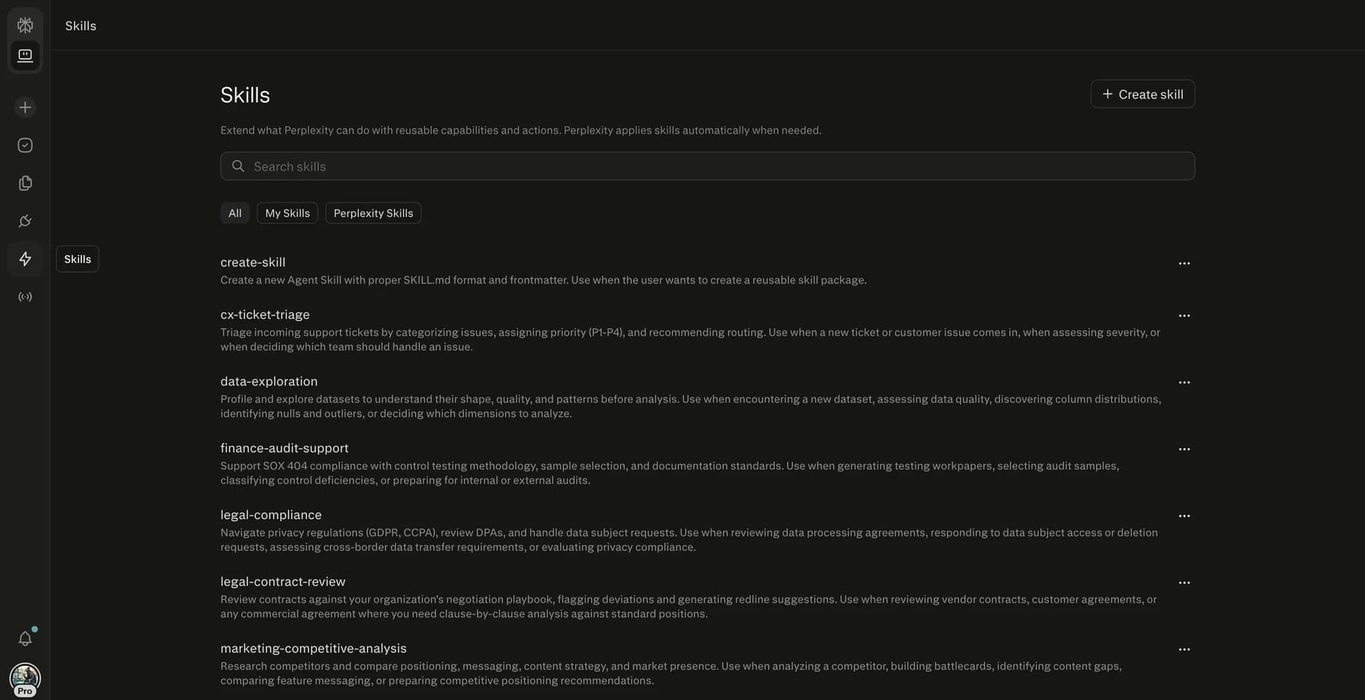 Perplexity Computer Skills screenshot 3