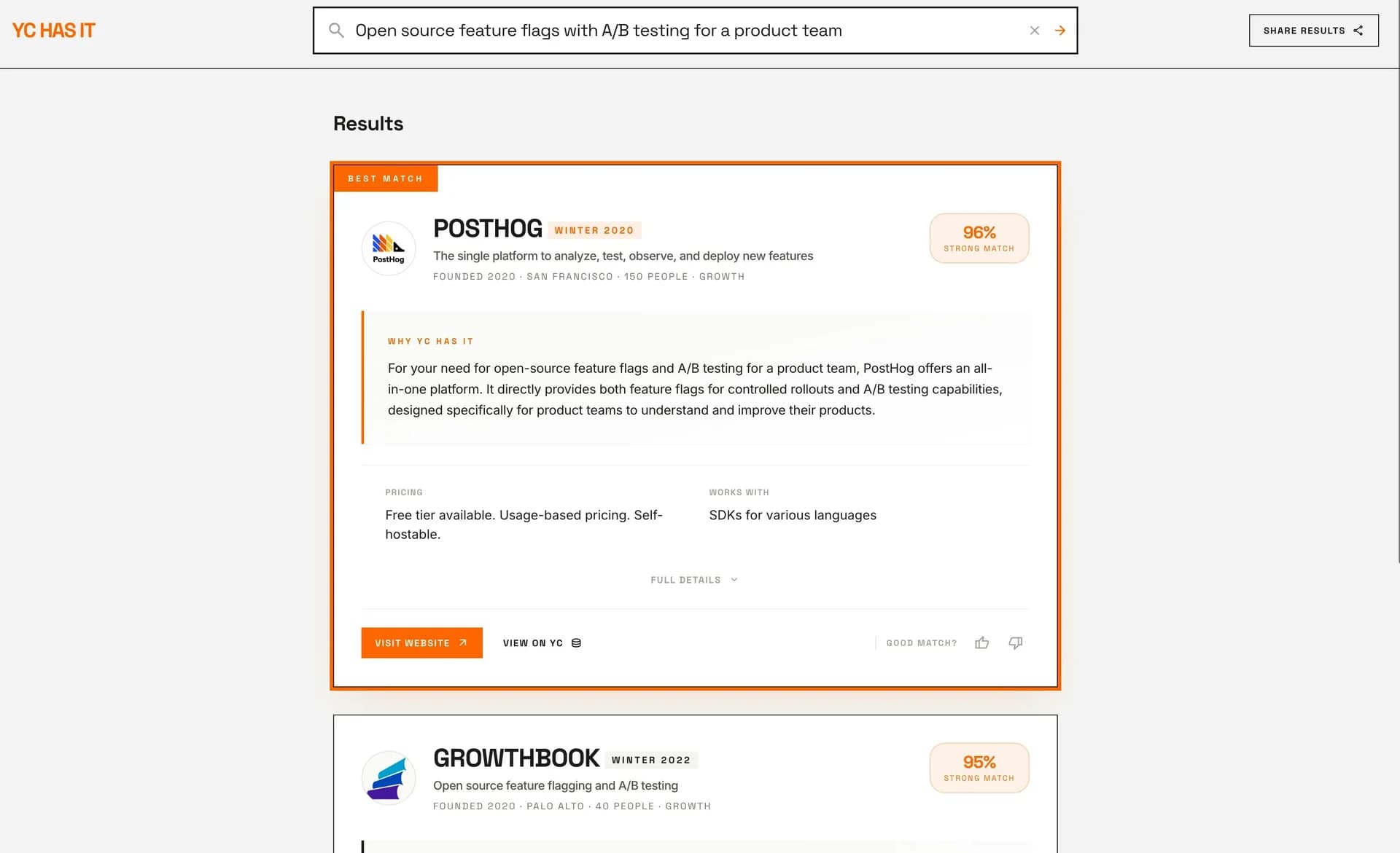 YC has it screenshot 3