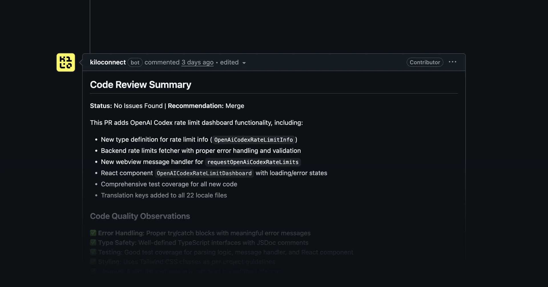 Kilo Code Reviewer screenshot 2