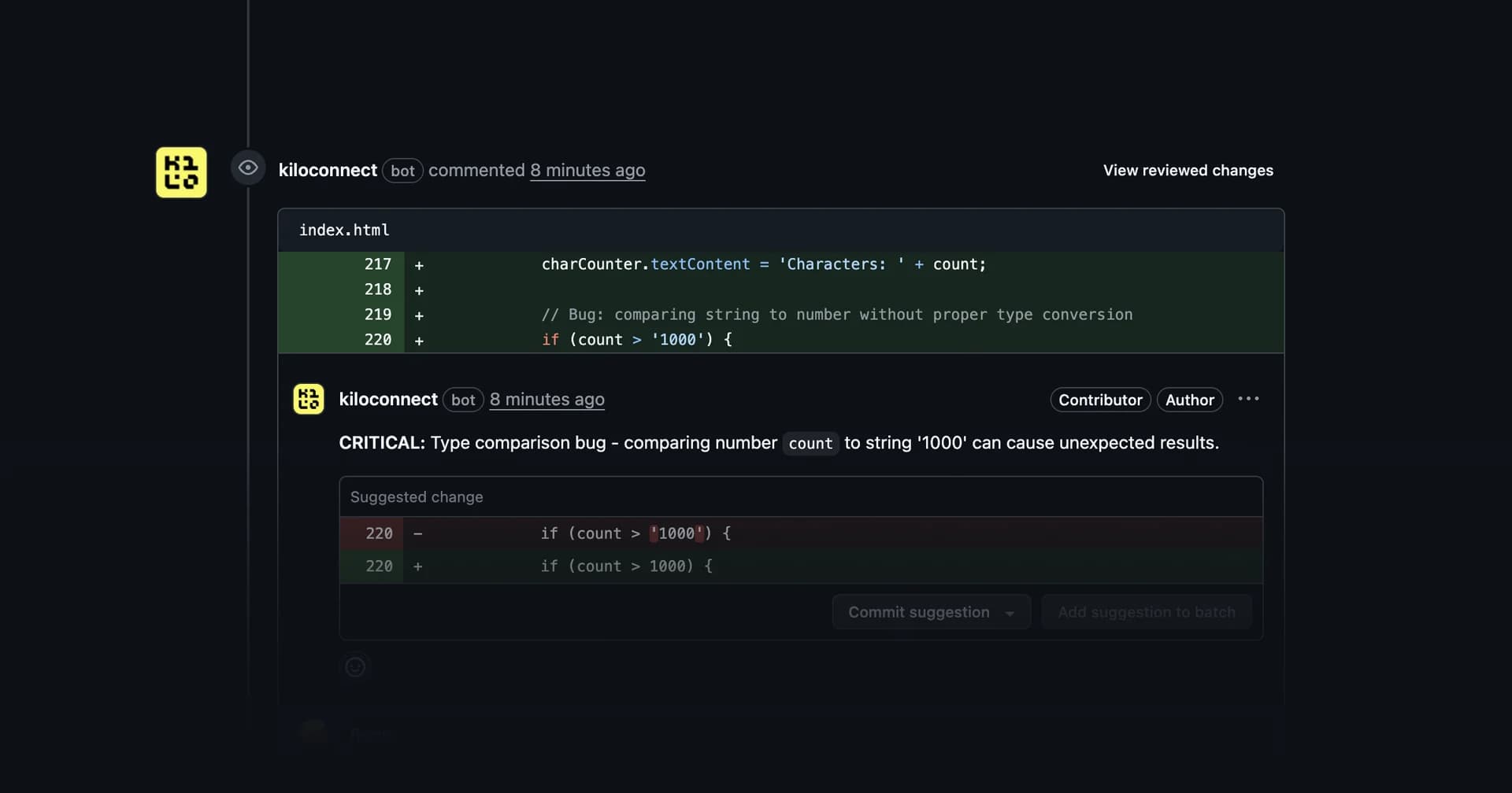 Kilo Code Reviewer screenshot 3