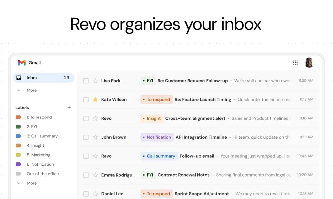 Revo AI Email Assistant screenshot 1