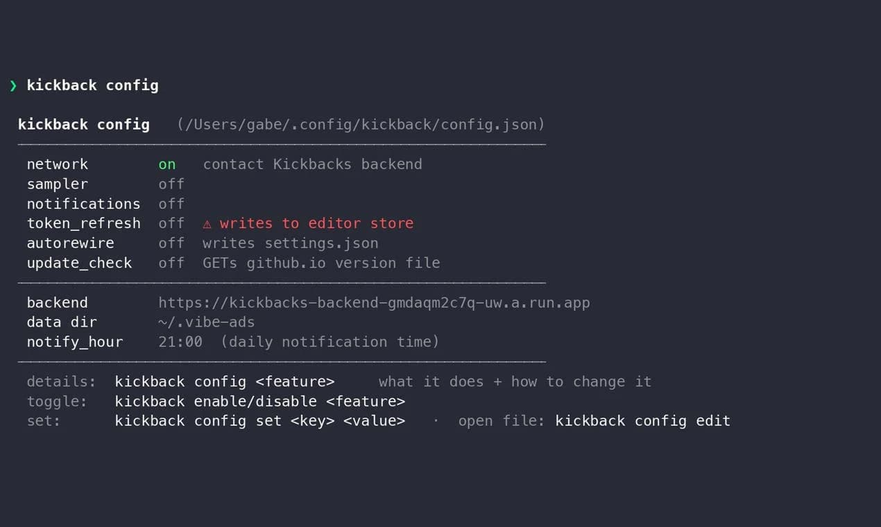 Kickbacks CLI screenshot 10